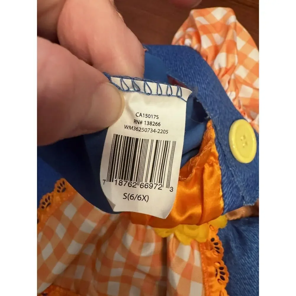 Girls Orange Plaid Scarecrow Sweetie Floral Halloween Costume Dress Size 6/6X